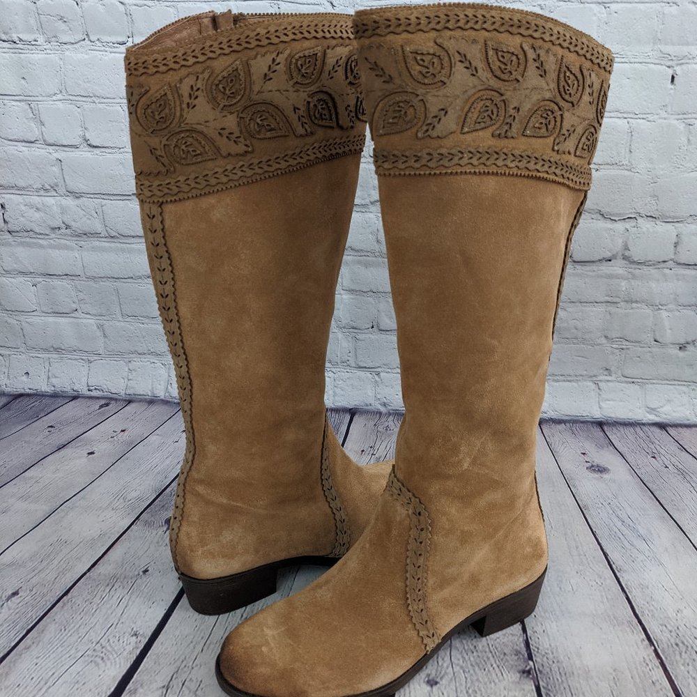 Nurture Tall Tan Suede Leather Boots womens size 9